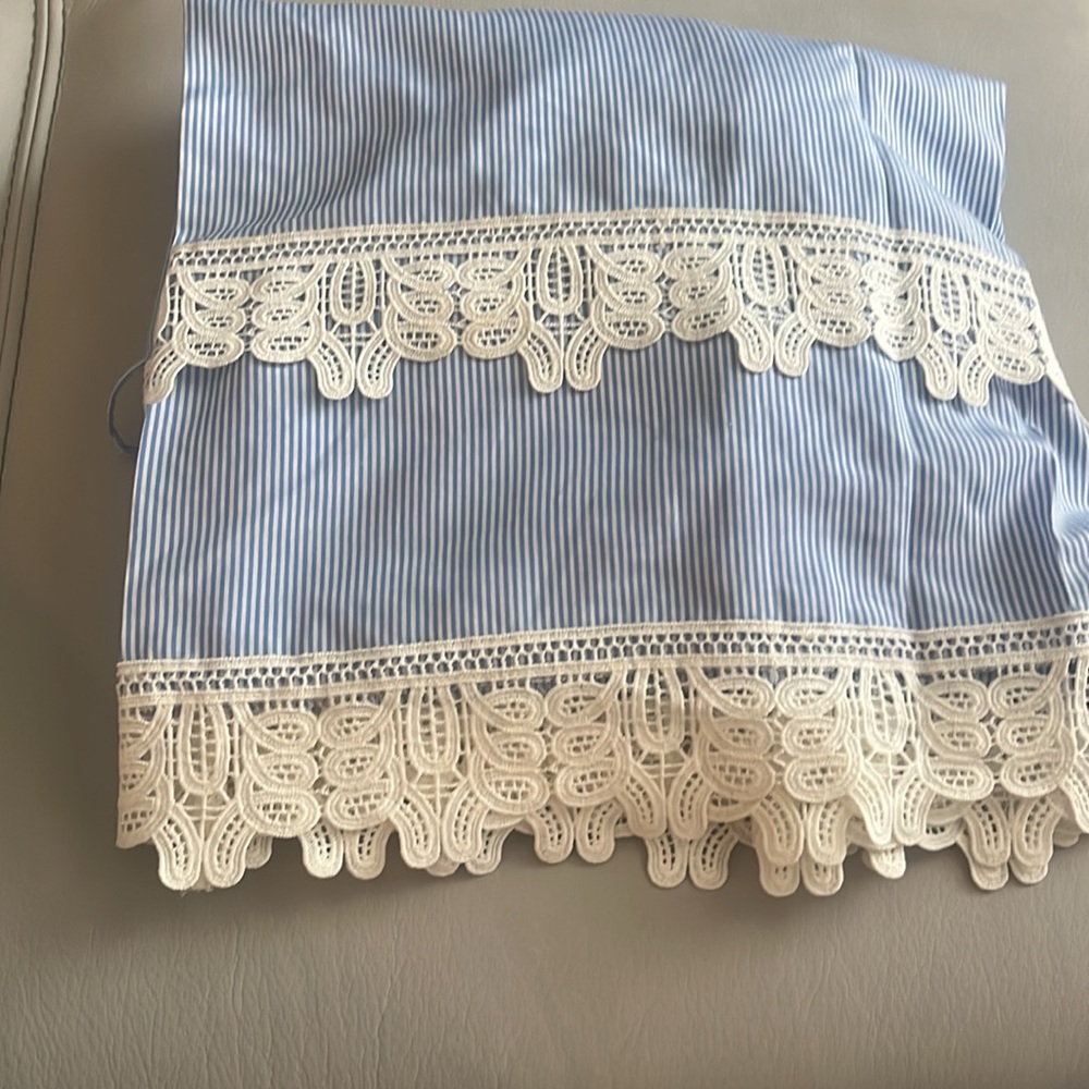 Anthropologie Blue and White Lace-Trim Slip Dress - Picture 2 of 5
